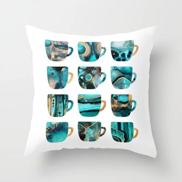modern green teal blue geometric cushion cover nordic fashion home decorative pillow polyester cotton sofa car chair pillow case swy wmtjch