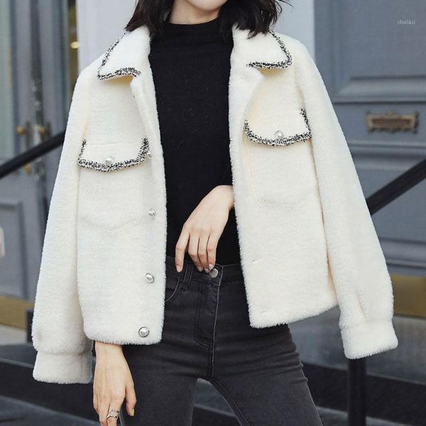 women 2021 winter fashion imitate mink cashmere short coat female sweater cardigan jacket ladies loose long-sleeved outwear w5161, White
women 2021 winter fashion imitate mink cashmere short coat female sweater cardigan jacket ladies loose long-sleeved outwear w5161, White