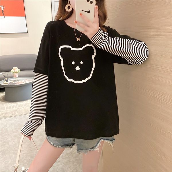 wuhc6 autumn new style korean loose women's dress women's printed with color matching fake two pieces stripe long sleeve t-shirt t, White
wuhc6 autumn new style korean loose women's dress women's printed with color matching fake two pieces stripe long sleeve t-shirt t, White