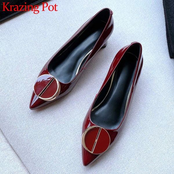 krazing pot fashion metal decorations genuine leather shoes med heels pointed toe slip on mature women basic autumn pumps l60, Black
krazing pot fashion metal decorations genuine leather shoes med heels pointed toe slip on mature women basic autumn pumps l60, Black