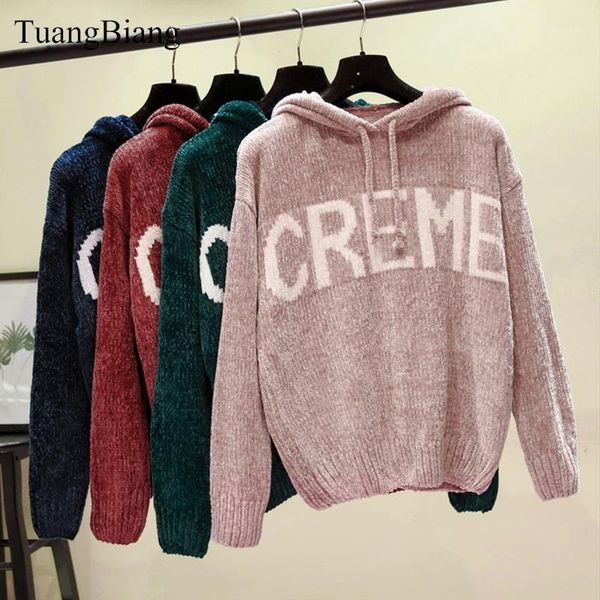 women's sweaters hooded women cashmere coarse wool pullovers full sleeve winter basic thick sweater ladies letter loose female autumn j, White;black
women's sweaters hooded women cashmere coarse wool pullovers full sleeve winter basic thick sweater ladies letter loose female autumn j, White;black