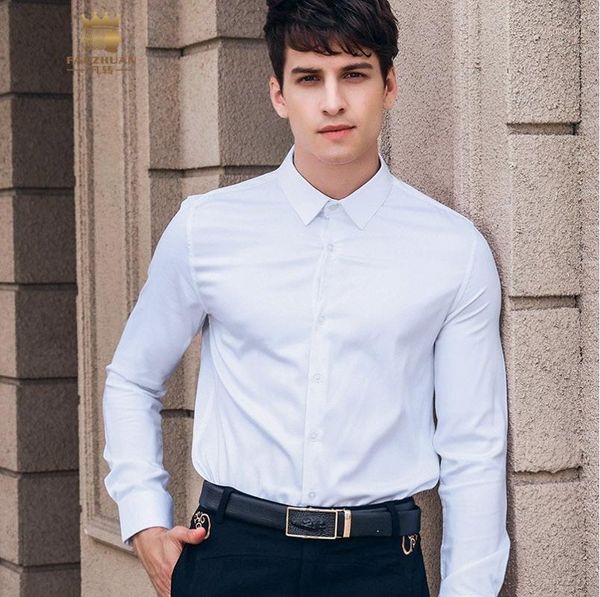 fanzhuan new male 2020 spring men's long-sleeved shirt versatile sharp collar buckle collar slim solid 8121981, White;black
fanzhuan new male 2020 spring men's long-sleeved shirt versatile sharp collar buckle collar slim solid 8121981, White;black