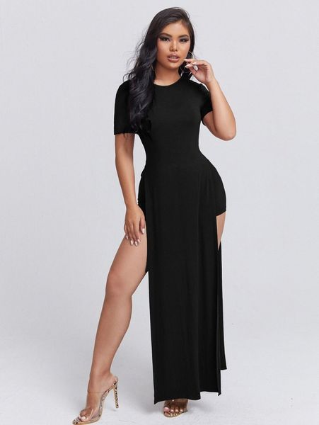 solid split thigh tee & shorts f628#, White
solid split thigh tee & shorts f628#, White