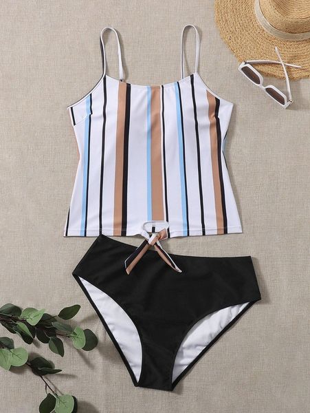plus striped knot front bikini swimsuit m7sl#, Black
plus striped knot front bikini swimsuit m7sl#, Black