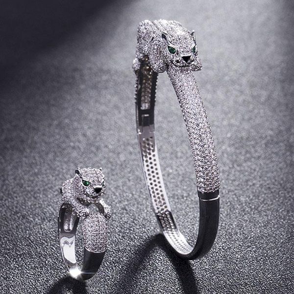 green eye leopard animal bangles men party anniversary jewelry sets metal copper cubic zircon bangles and rings accessory set, Silver
green eye leopard animal bangles men party anniversary jewelry sets metal copper cubic zircon bangles and rings accessory set, Silver