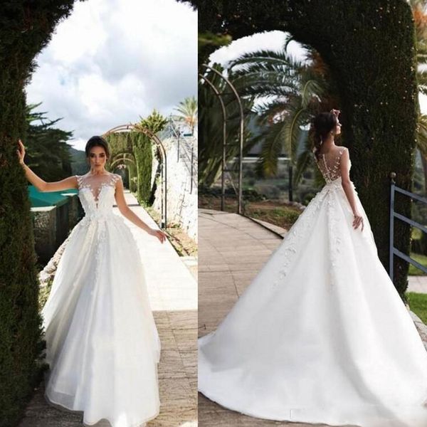 2021 lace wedding dresses jewel sleeveless 3d floral appliques bridal gowns a line tulle wedding gowns robe de mariée, White
2021 lace wedding dresses jewel sleeveless 3d floral appliques bridal gowns a line tulle wedding gowns robe de mariée, White