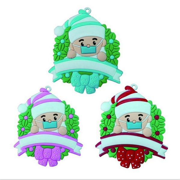 Face Mask Snowman Christmas Tree Ornament Hanging Pendant Xmas Decoration Cartoon Personalized Quarantine Survivor Party Supplies E102605