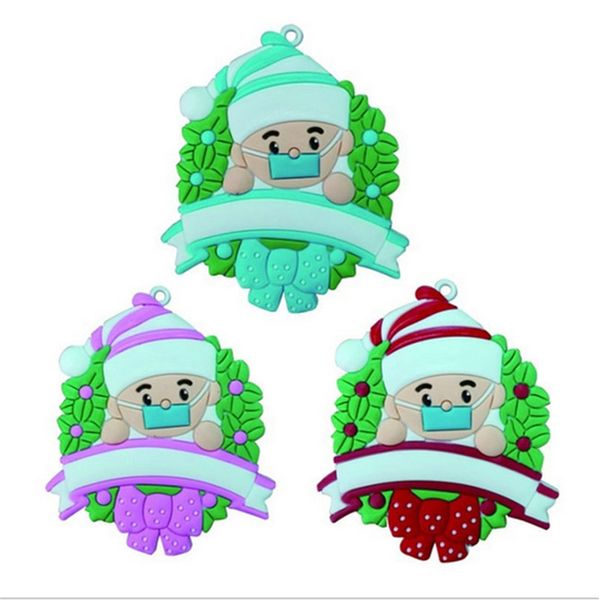 Face Mask Snowman Christmas Tree Ornament Hanging Pendant Xmas Decoration Cartoon Personalized Quarantine Survivor Party Supplies E102605