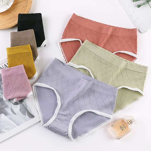 85-140 jin new women's seamless medium high waist lace edge underwear large size briefs cotton crotch, Black;pink
85-140 jin new women's seamless medium high waist lace edge underwear large size briefs cotton crotch, Black;pink