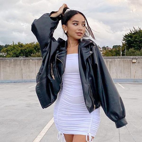 women's jackets chifirena turn down collar black pu jacket women long sleeve zipper moto style coat female streetwear casual loose coat, Black;brown
women's jackets chifirena turn down collar black pu jacket women long sleeve zipper moto style coat female streetwear casual loose coat, Black;brown