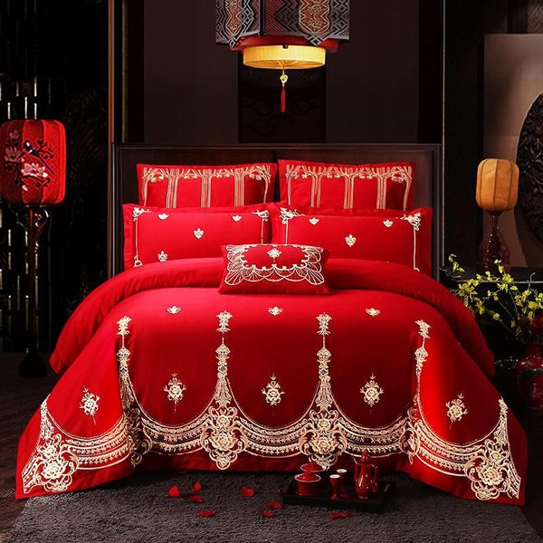 golden embroidery 60s cotton luxury wedding princess bedding set duvet cover bed sheet linen pillowcases bedclothes home textile
golden embroidery 60s cotton luxury wedding princess bedding set duvet cover bed sheet linen pillowcases bedclothes home textile