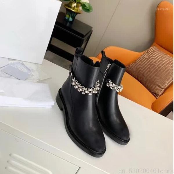 boots mental chian women ankle genuine leather crystal chesale winter motorcycle combat short 401, Black
boots mental chian women ankle genuine leather crystal chesale winter motorcycle combat short 401, Black