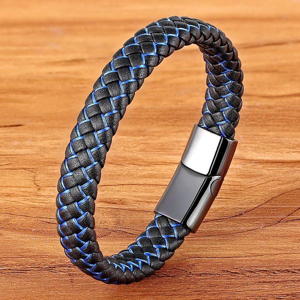 new men jewelry punk black blue braided leather bracelet for men stainless steel magnetic clasp fashion bangles gifts 6 colors h jllecu, Golden;silver
new men jewelry punk black blue braided leather bracelet for men stainless steel magnetic clasp fashion bangles gifts 6 colors h jllecu, Golden;silver