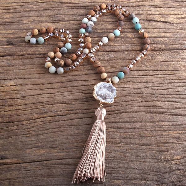 rh fashion boho jewelry natural stones long knotted chain druzy stone tassel necklaces dropship, Silver
rh fashion boho jewelry natural stones long knotted chain druzy stone tassel necklaces dropship, Silver