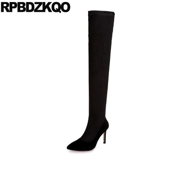 высокий каблук натуральной кожи pointy замша тонкий бедра женщины boots stretch velvet над коленом sexy экстремальный стилет обувь овчины, Black
высокий каблук натуральной кожи pointy замша тонкий бедра женщины boots stretch velvet над коленом sexy экстремальный стилет обувь овчины, Black