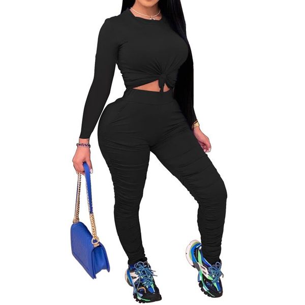 2pcs women ladies autumn winter long sleeve round neck casual knotted + ruched pants sets with pocket black white blue, Gray
2pcs women ladies autumn winter long sleeve round neck casual knotted + ruched pants sets with pocket black white blue, Gray