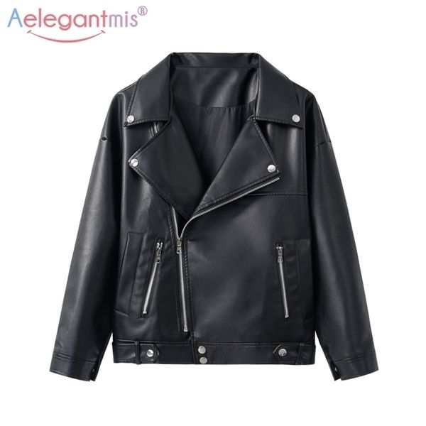 aelegantmis new loose pu faux leather jacket women classic moto biker jacket autumn winter lady basic coat plus size outerwear 201222, Black
aelegantmis new loose pu faux leather jacket women classic moto biker jacket autumn winter lady basic coat plus size outerwear 201222, Black