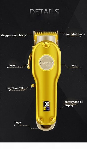 cortapelos cuchillo de barba kemei 1986 all-metal barber professional hair clipper electric cordless lcd trimmer gold silver hair cuttin
cortapelos cuchillo de barba kemei 1986 all-metal barber professional hair clipper electric cordless lcd trimmer gold silver hair cuttin