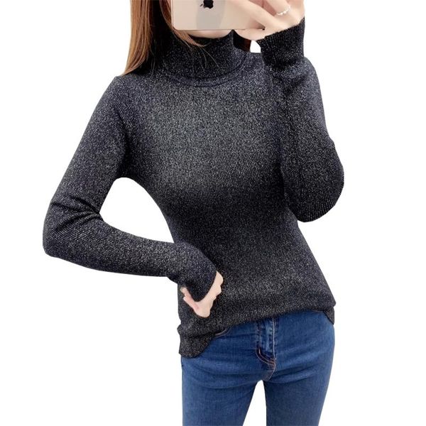 gkfnmt turtleneck sweater women knitting chic pullovers shiny lurex basic sweater woman casual jumper slim gray black white, White;black
gkfnmt turtleneck sweater women knitting chic pullovers shiny lurex basic sweater woman casual jumper slim gray black white, White;black