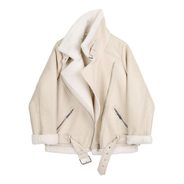 women's leather & faux fitaylor winter women sheepskin jackets fur collar zipper parka warm thick outerwear lamb jacket oversized coat, Black
women's leather & faux fitaylor winter women sheepskin jackets fur collar zipper parka warm thick outerwear lamb jacket oversized coat, Black