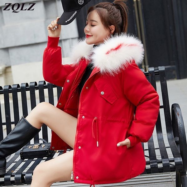 zqlz new winter jacket women loose hooded fur collar plus size down cotton women's coat black red pink long parka overcoat 201028
zqlz new winter jacket women loose hooded fur collar plus size down cotton women's coat black red pink long parka overcoat 201028