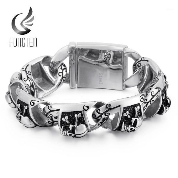 fongten punk silver charms men's bracelet stainless steel viking heavy skeleton fashion bracelets male jewelry gift1, Golden;silver
fongten punk silver charms men's bracelet stainless steel viking heavy skeleton fashion bracelets male jewelry gift1, Golden;silver