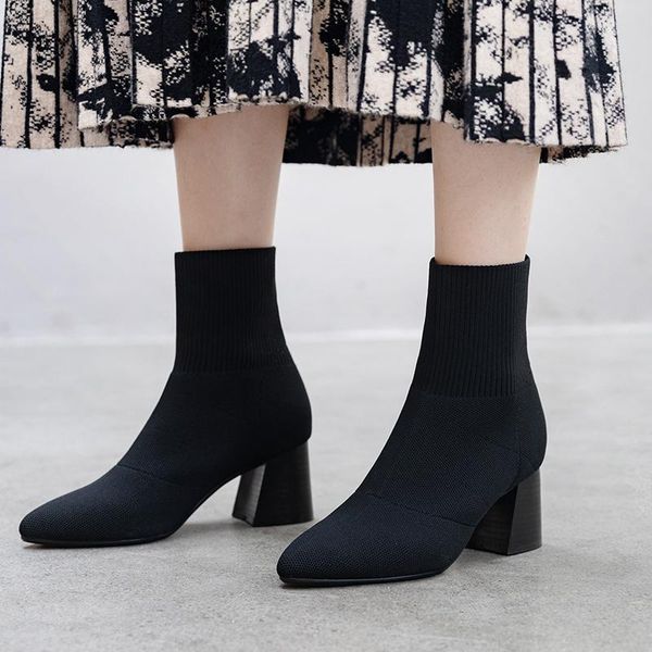 boots autumn winter women fashion elastic knitted mid calf sock pumps pointed toe high heel, Black
boots autumn winter women fashion elastic knitted mid calf sock pumps pointed toe high heel, Black