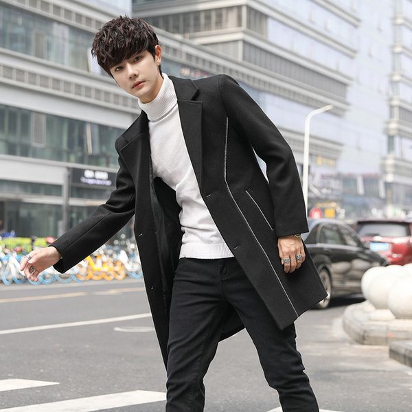 mid long slim in spring and autumn 2020 tweed coat for young men's windbreaker, Tan;black
mid long slim in spring and autumn 2020 tweed coat for young men's windbreaker, Tan;black