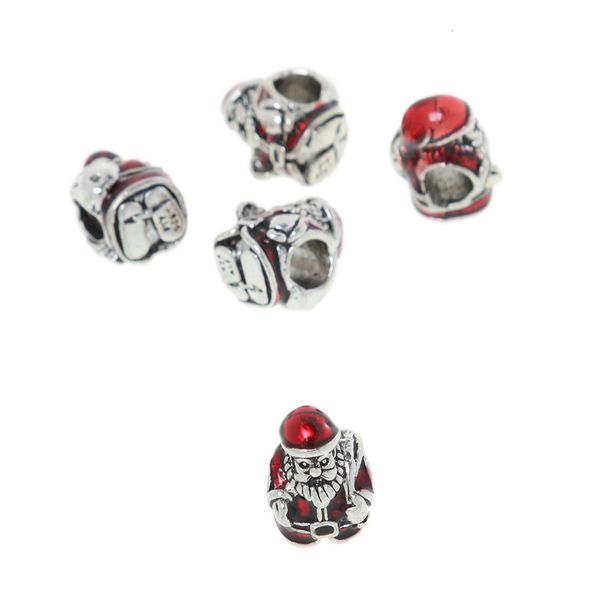 5pcs beads red enamel santa claus charm bead fits european style bracelets 
5pcs beads red enamel santa claus charm bead fits european style bracelets