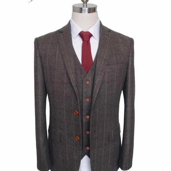 custom made woolen dark brown herringbone tweed british style mens tailor slim fit blazer wedding men suit 3pcs 201027, White;black
custom made woolen dark brown herringbone tweed british style mens tailor slim fit blazer wedding men suit 3pcs 201027, White;black