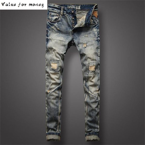 итальянский мужчины стиль jeans лучшего качество мода молодёжная улица байкер джинсы мужчина ретро урожай джинсовые брюки разрушенного rippe, Blue
итальянский мужчины стиль jeans лучшего качество мода молодёжная улица байкер джинсы мужчина ретро урожай джинсовые брюки разрушенного rippe, Blue