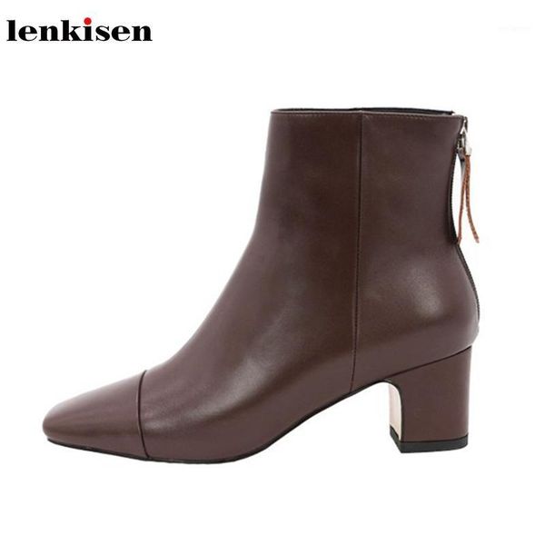 lenkisen genuine leather basic fashion office lady high heels square toe solid casual winter keep warm zipper ankle boots l191, Black
lenkisen genuine leather basic fashion office lady high heels square toe solid casual winter keep warm zipper ankle boots l191, Black