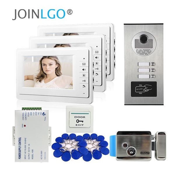 video door phones apartment 7" color phone intercom system 3 monitors + rfid access camera buttons electric lock
video door phones apartment 7" color phone intercom system 3 monitors + rfid access camera buttons electric lock