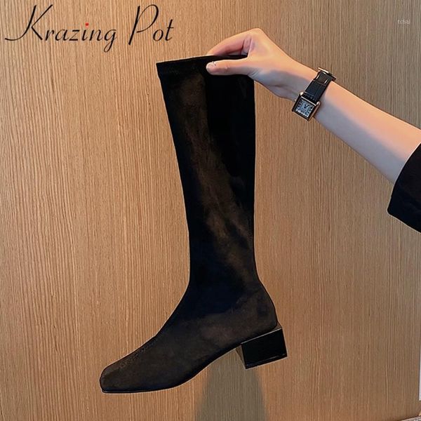 krazing pot square toe keep warm solid stretch boots elegant zipper comfortable casual party knee-high boots l371, Black
krazing pot square toe keep warm solid stretch boots elegant zipper comfortable casual party knee-high boots l371, Black