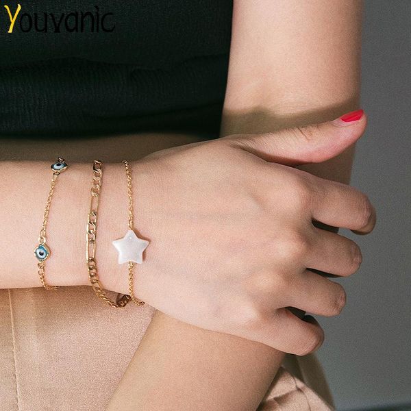 youvanic boho turkish evil eye star charm bracelets bangles for women femme punk gold chain bracelet female fashion jewelry 0231, Golden;silver
youvanic boho turkish evil eye star charm bracelets bangles for women femme punk gold chain bracelet female fashion jewelry 0231, Golden;silver