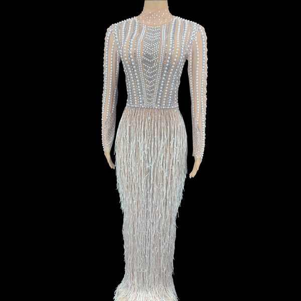 sparkly rhinestone pearl fringes long dress women evening prom party birthday dresses tassel stage costume luxury outfit, Black;red
sparkly rhinestone pearl fringes long dress women evening prom party birthday dresses tassel stage costume luxury outfit, Black;red