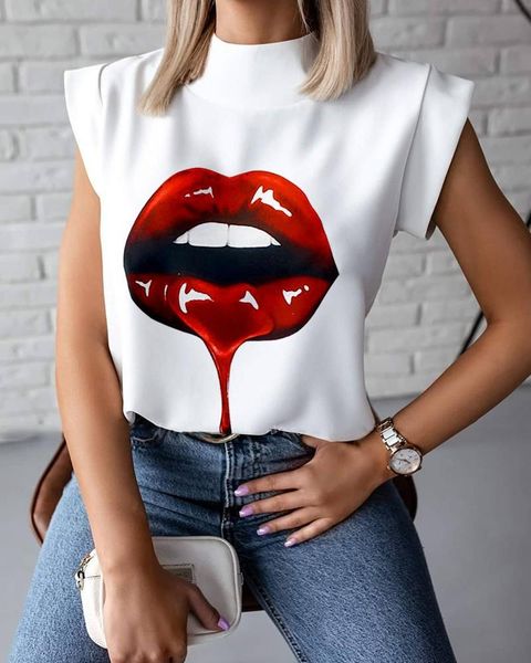 women's blouses & shirts hirigin 2021 fashion women elegant lips print blouse summer ladies office casual stand neck pullovers eye blu, White
women's blouses & shirts hirigin 2021 fashion women elegant lips print blouse summer ladies office casual stand neck pullovers eye blu, White