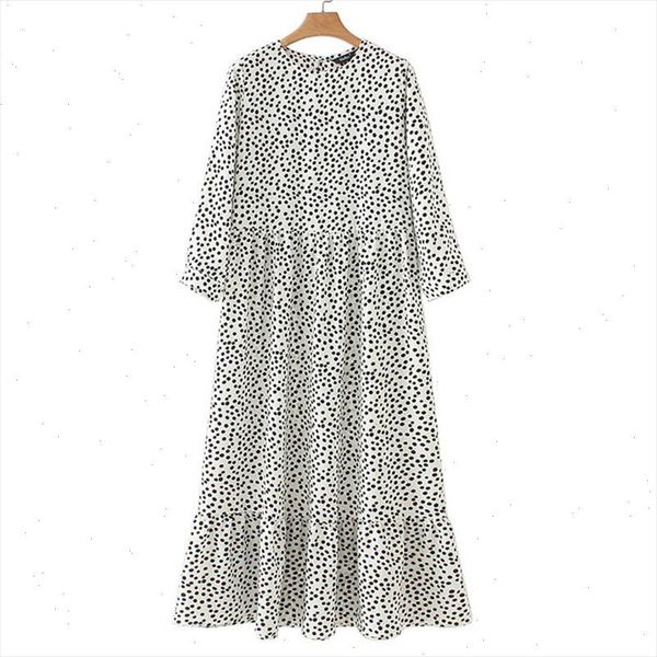 women white dots print maxi dress 2021 pleated three quarter sleeve female casual straight dresses chic ankle length vestidos, Black;gray
women white dots print maxi dress 2021 pleated three quarter sleeve female casual straight dresses chic ankle length vestidos, Black;gray