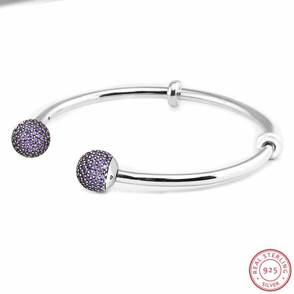 charming 925 sterling silver moments open bangles for women fine jewelry with two sers & purple cz pave end caps flb046a 1028, Black
charming 925 sterling silver moments open bangles for women fine jewelry with two sers & purple cz pave end caps flb046a 1028, Black