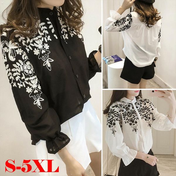 new women ladys cotton puff sleeve shirts button up hand embroidery floral blouses shirts autumn clothes plus size s 5xl, White
new women ladys cotton puff sleeve shirts button up hand embroidery floral blouses shirts autumn clothes plus size s 5xl, White
