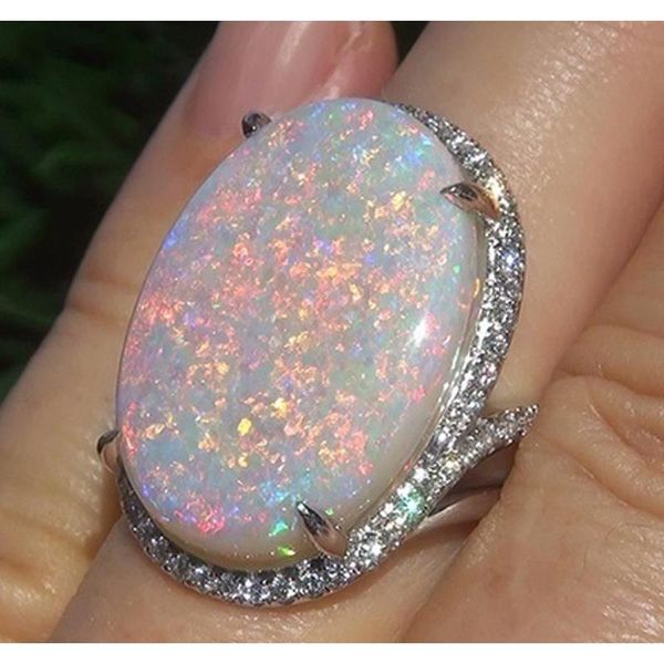 women bling bling ring with big opal size 6 7 8 9 10 sparkly ring gift for love girlfriend 0vwii, Silver 
women bling bling ring with big opal size 6 7 8 9 10 sparkly ring gift for love girlfriend 0vwii, Silver
