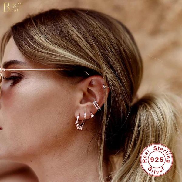 bokao 925 sterling silver personal double row inlaid crystal without hole ear clips no pierced ear ring for woman zircon earings, Golden;silver 
bokao 925 sterling silver personal double row inlaid crystal without hole ear clips no pierced ear ring for woman zircon earings, Golden;silver
