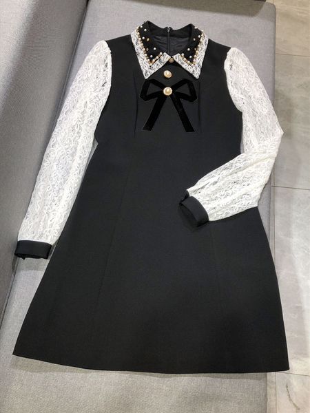 2020 black lace patchwork women dress designer beads crystals dresses womens designer long sleeves vestidos 8963, Black;gray
2020 black lace patchwork women dress designer beads crystals dresses womens designer long sleeves vestidos 8963, Black;gray