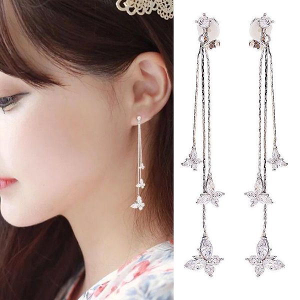 trendy exquisite size butterfly earrings women long tassels simple and versatile couple jewelry lover girlfriend souvenir gift, Silver
trendy exquisite size butterfly earrings women long tassels simple and versatile couple jewelry lover girlfriend souvenir gift, Silver