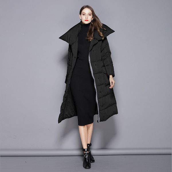 fyyiyi 2021 down jacket female long section large lapel thickening white duck down jacket winter casual female body temperament, Black 
fyyiyi 2021 down jacket female long section large lapel thickening white duck down jacket winter casual female body temperament, Black