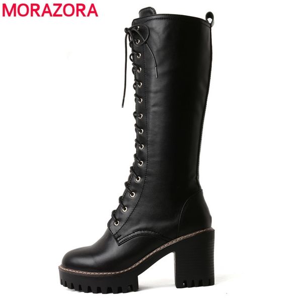 morazora autumn winter fashion women boots genuine leather black color lace up knee high boots big size 33-46 t200425
morazora autumn winter fashion women boots genuine leather black color lace up knee high boots big size 33-46 t200425