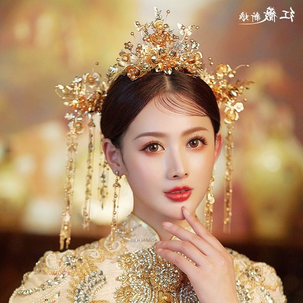 lcrown, headdress, golden hongwei chinese style bride ancient hairdressing, xiuhe clothing, dragon and phoenix coat accessories m, Silver
lcrown, headdress, golden hongwei chinese style bride ancient hairdressing, xiuhe clothing, dragon and phoenix coat accessories m, Silver