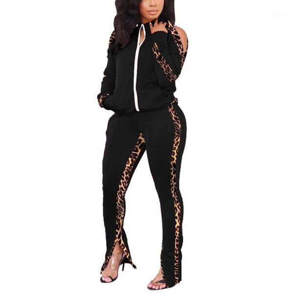 two piece patchwork leopard print women set long sleeve hollow out zipper hem split flare pants female fashion outfits1, Gray
two piece patchwork leopard print women set long sleeve hollow out zipper hem split flare pants female fashion outfits1, Gray