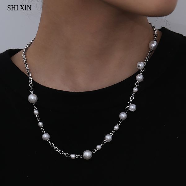 shixin punk pearl bead chain choker necklace colar for women/men long stainless steel necklace chain neck jewelry 2020 fashion, Golden;silver
shixin punk pearl bead chain choker necklace colar for women/men long stainless steel necklace chain neck jewelry 2020 fashion, Golden;silver