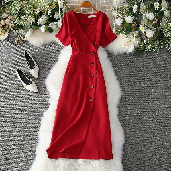 temperament vintage breasted zipper high waist thin short sleeve v-neck a-line simple pink red yellow holiday coctail dress 9344 party, Black
temperament vintage breasted zipper high waist thin short sleeve v-neck a-line simple pink red yellow holiday coctail dress 9344 party, Black